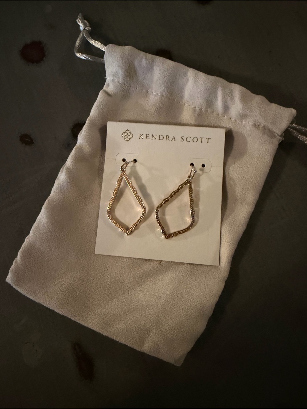 Kendra Scott Gold Twisted Open Diamond Drop Earrings